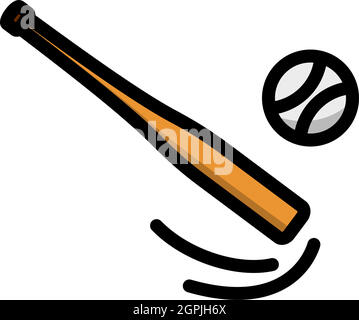Baseball But Hits To Ball Icon Stock Vector