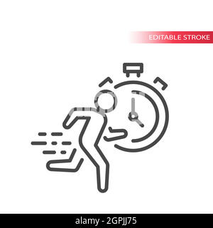 Man running fast with timer or stopwatch icon Stock Vector