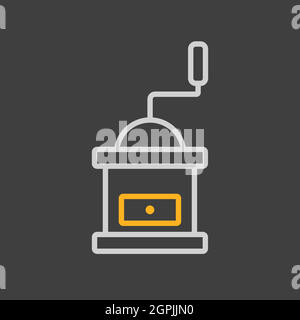 Classic coffee grinder in wooden case vector icon Stock Vector