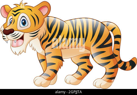 Vector illustration of Cute tiger cartoon Stock Vector