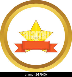 Gold star award with ribbon vector icon Stock Vector