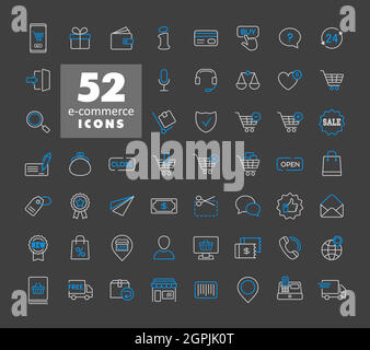 E-commerce set vector icons shopping and online Stock Vector