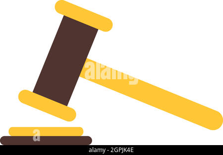 Judge gavel icon, flat style Stock Vector