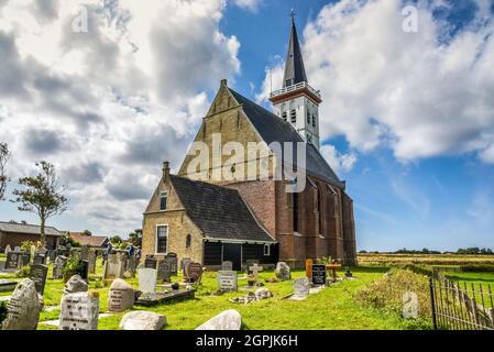 Den Hoorn, Texel, the Netherlands. August 2021. The little church of the village Den Hoorn on the island of Texel. High quality photo Stock Photo