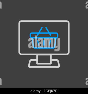 Computer display with shopping cart icon Stock Vector