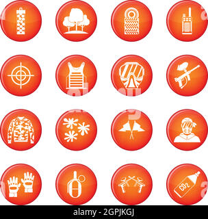 Paintball icons vector set Stock Vector