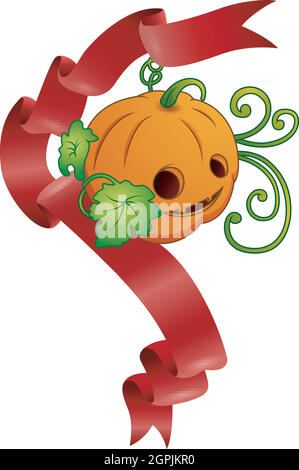Halloween pumpkin with red ribbons Stock Vector