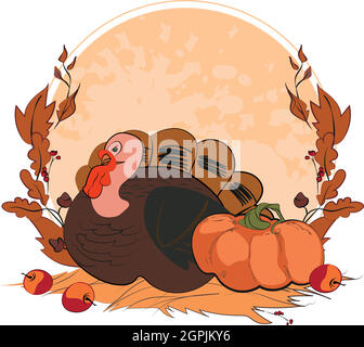 Thanksgiving day card. Illustration and sketches Stock Vector