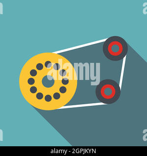 Timing belt icon, flat style Stock Vector