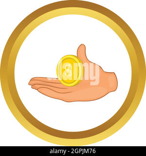 Hand with coin vector icon Stock Vector