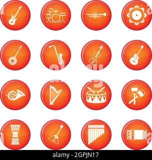 Musical instruments icons vector set Stock Vector