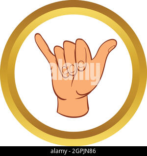 Hang loose hand gesture vector icon, cartoon style Stock Vector