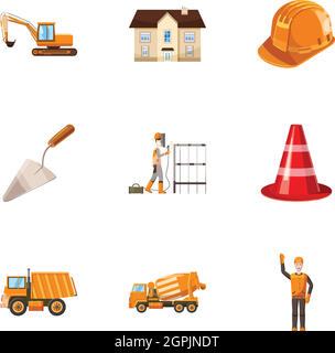 Repair tools icons set, cartoon style Stock Vector