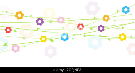 flowers on strings background for spring Stock Vector