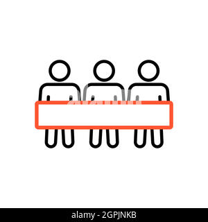 Group of protesting people with big placard icon Stock Vector