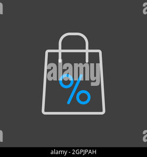 Shopping bag with percent symbol vector icon Stock Vector