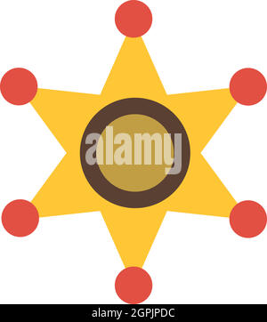 Gold star of sheriff icon, flat style Stock Vector