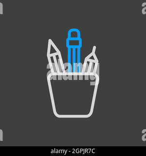 Pencil stand vector icon isolated on the white Stock Vector