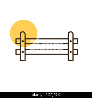 Wooden farm fence from crossed planking icon Stock Vector