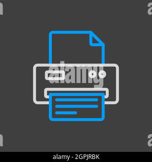 Printer vector outline icon isolated on the white Stock Vector