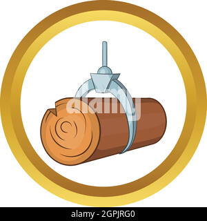 Hydraulic crane with log vector icon Stock Vector