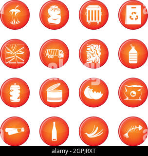 Waste and garbage icons vector set Stock Vector