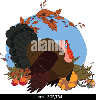 Thanksgiving day card. Illustration and sketches Stock Vector