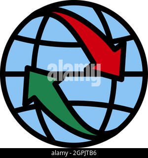 Icon Of Globe With Arrows Stock Vector