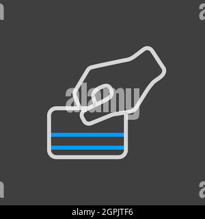 Hand swipe credit card during purchase icon Stock Vector