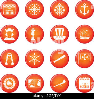 Columbus Day icons vector set Stock Vector
