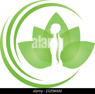 Human, plant, spine, wellness, orthopedics and naturopath logo, background Stock Vector