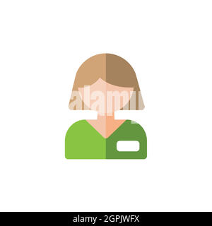 Employed people. Woman working. Flat color icon. Commerce vector illustration Stock Vector