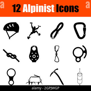 Alpinist Icon Set Stock Vector