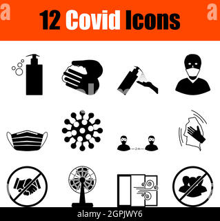 Covid Icon Set Stock Vector