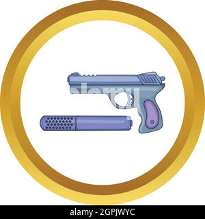 Pistol and silencer vector icon Stock Vector