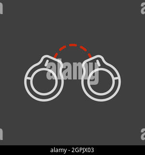 Handcuffs vector flat icon. Police arrest sign Stock Vector