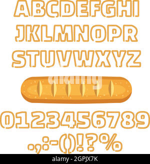 Long loaf alphabet numbers vector illustration Stock Vector