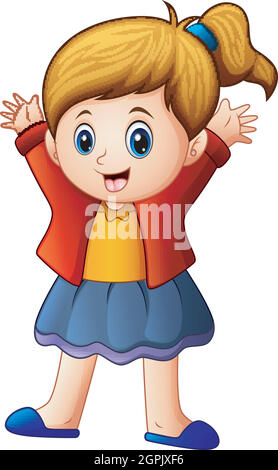 Vector illustration of Little girl in red jacket Stock Vector