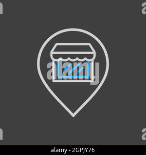 Supermarket store front pin map icon Stock Vector