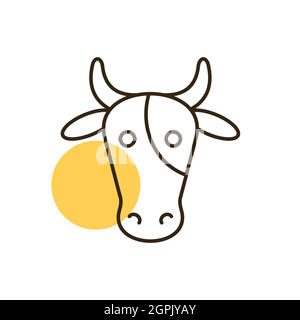 Cow vector flat icon. Animal head sign Stock Vector