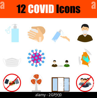 COVID Icon Set Stock Vector