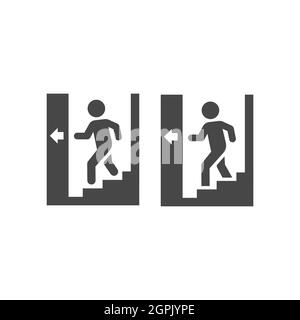 Man going down stairs black vector icon Stock Vector