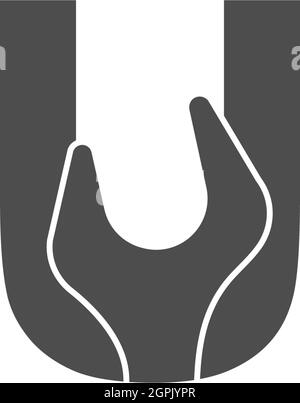 Letter U logo icon with wrench design vector Stock Vector