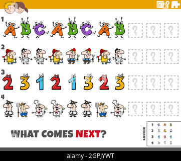 educational pattern game for children with cartoon characters Stock Vector