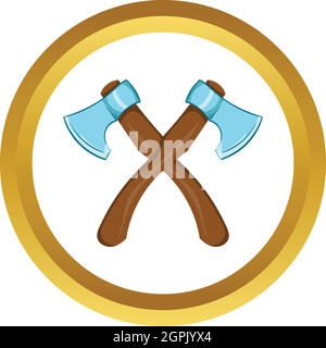 Two crossed axes vector icon, cartoon style Stock Vector