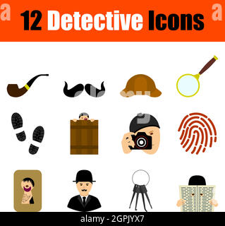 Detective Icon Set Stock Vector