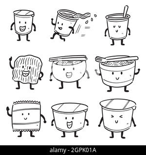 vector set of noodle Stock Vector