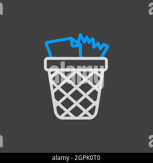 Wastebasket vector icon isolated on the white Stock Vector