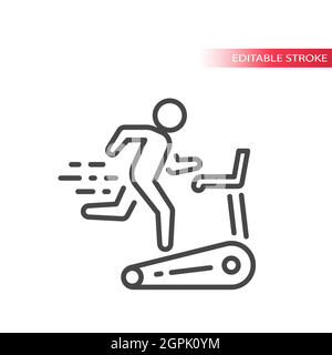Person running on treadmill line vector icon Stock Vector