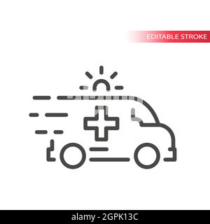 Fast ambulance with siren line vector icon Stock Vector